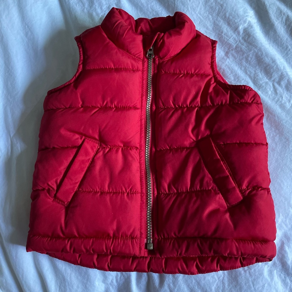 Toddler Red Puffer Vest - Sleeveless Quilted Jacket size 18-24 month old navy